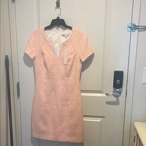 Trina Turk Peach Tweed Short Sleeve Mini Dress
